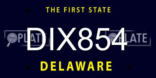 DIX854 Delaware License Plate