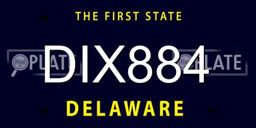 DIX884 Delaware License Plate