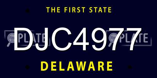 DJC4977 Delaware License Plate