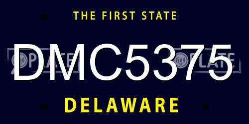DMC5375 Delaware License Plate