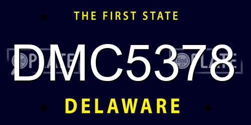 DMC5378 Delaware License Plate