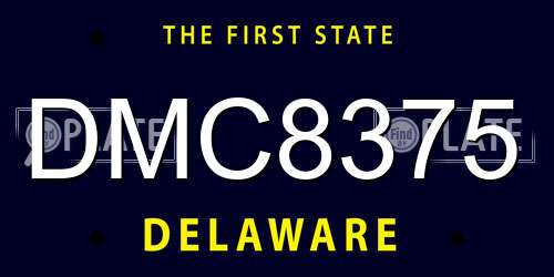 DMC8375 Delaware License Plate