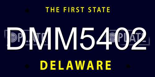 DMM5402 Delaware License Plate