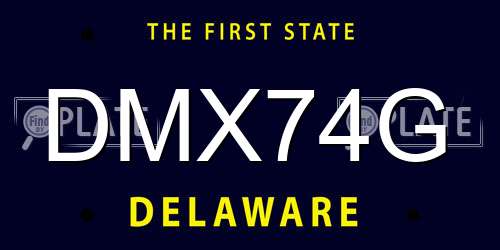 DMX74G Delaware License Plate