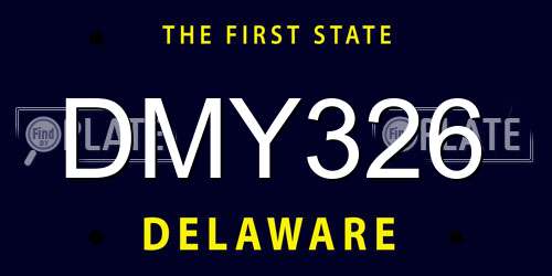 DMY326 Delaware License Plate
