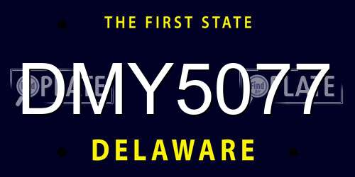 DMY5077 Delaware License Plate