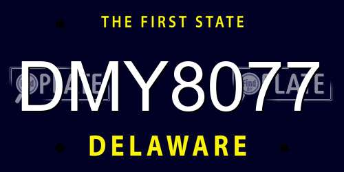 DMY8077 Delaware License Plate
