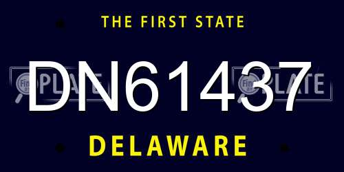 DN61437 Delaware License Plate