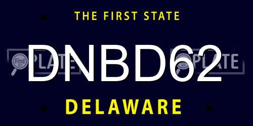 DNBD62 Delaware License Plate