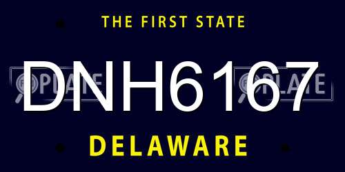 DNH6167 Delaware License Plate