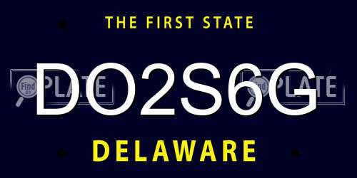 DO2S6G Delaware License Plate