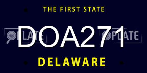DOA271 Delaware License Plate