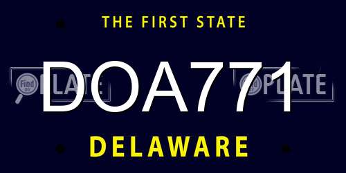 DOA771 Delaware License Plate