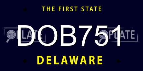 DOB751 Delaware License Plate