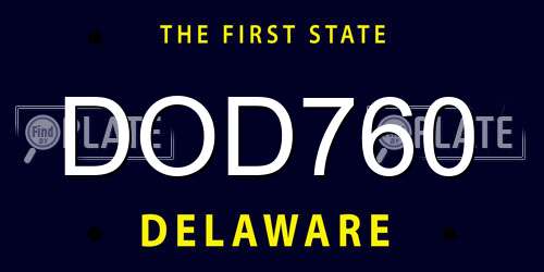 DOD760 Delaware License Plate