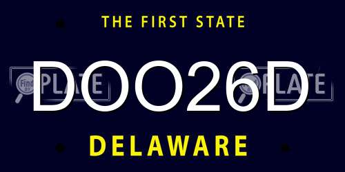 DOO26D Delaware License Plate