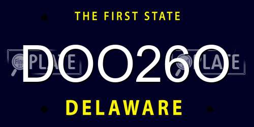 DOO26O Delaware License Plate