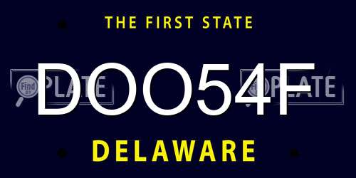 DOO54F Delaware License Plate