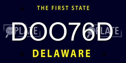 DOO76D Delaware License Plate