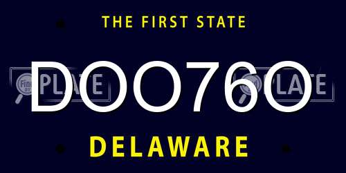 DOO76O Delaware License Plate