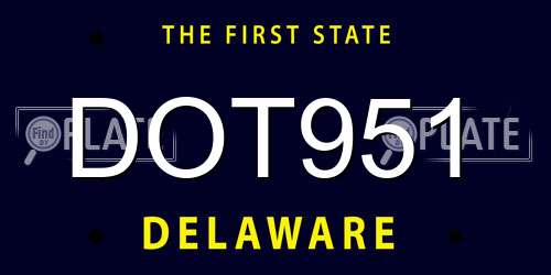 DOT951 Delaware License Plate