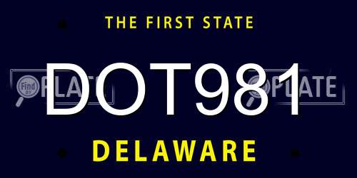 DOT981 Delaware License Plate
