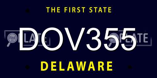 DOV355 Delaware License Plate