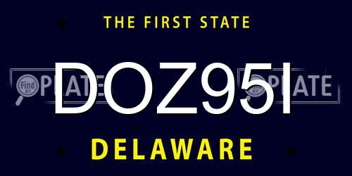 DOZ95I Delaware License Plate