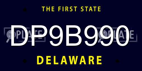 DP9B990 Delaware License Plate