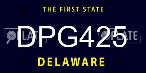 DPG425 Delaware License Plate