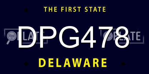 DPG478 Delaware License Plate