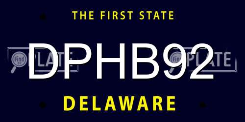DPHB92 Delaware License Plate
