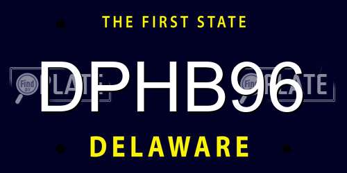DPHB96 Delaware License Plate
