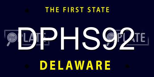 DPHS92 Delaware License Plate