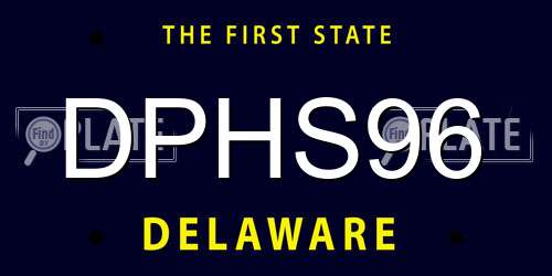 DPHS96 Delaware License Plate