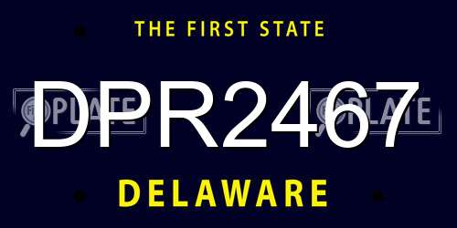 DPR2467 Delaware License Plate