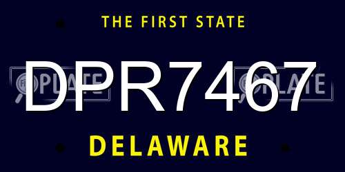 DPR7467 Delaware License Plate