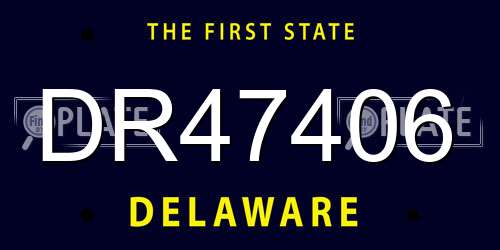 DR47406 Delaware License Plate