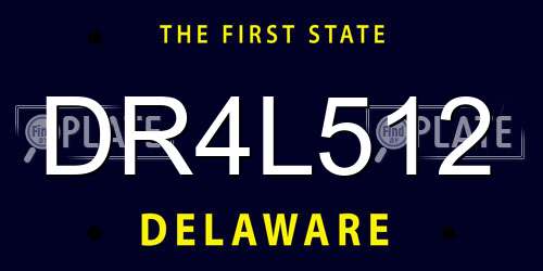 DR4L512 Delaware License Plate