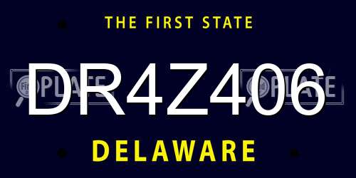 DR4Z406 Delaware License Plate