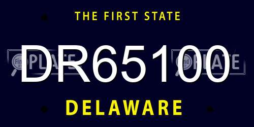 DR65100 Delaware License Plate