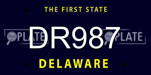 DR987 Delaware License Plate