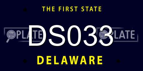 DS033 Delaware License Plate