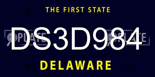 DS3D984 Delaware License Plate