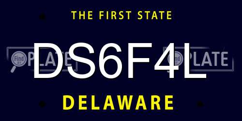 DS6F4L Delaware License Plate