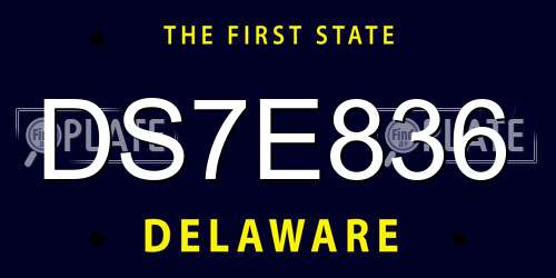 DS7E836 Delaware License Plate