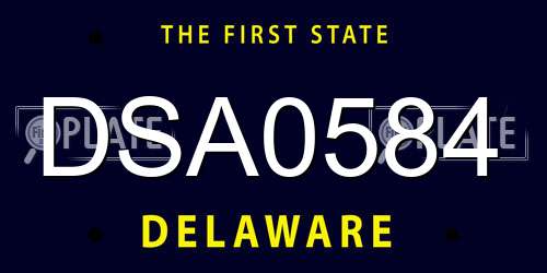 DSA0584 Delaware License Plate