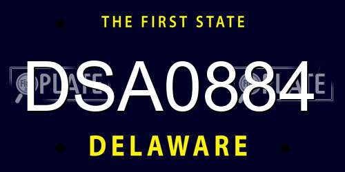 DSA0884 Delaware License Plate