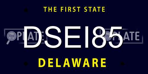 DSEI85 Delaware License Plate