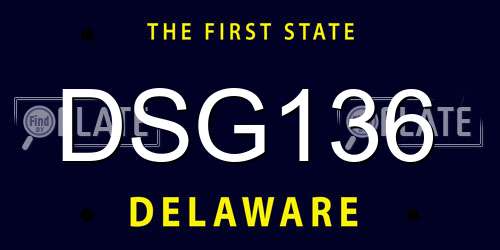 DSG136 Delaware License Plate